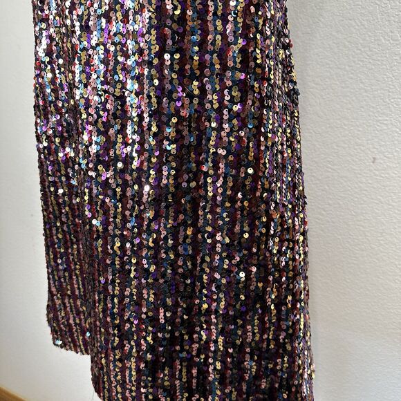 Zara Dress Women Size Medium Rainbow Sequin Mini Tank Party Glitter Disco - Picture 7 of 16